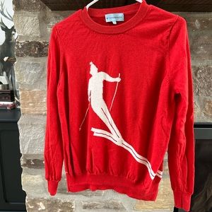 Tuckernuck Apres Ski Women's Red Crew Neck Sweater sz L 100% Wool Pullover